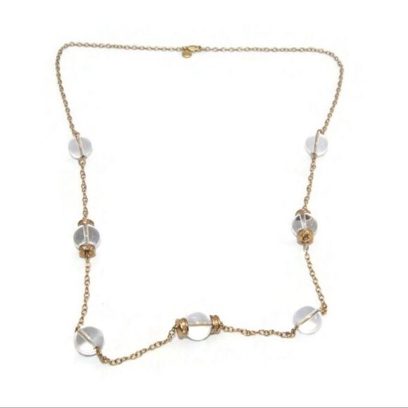 VTG J CREW GOLD TONE CLEAR GLASS BEADS & RHINESTONES 32" NECKLACE EXCELLENT COND - Picture 9 of 13